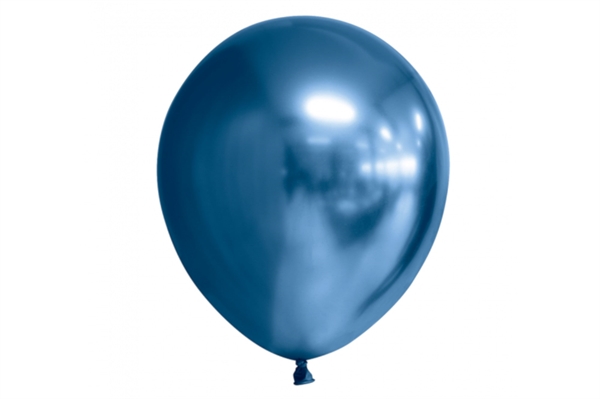 10 stk Latex Ballon Chrome Mirror Rund - Blå 30 cm. 