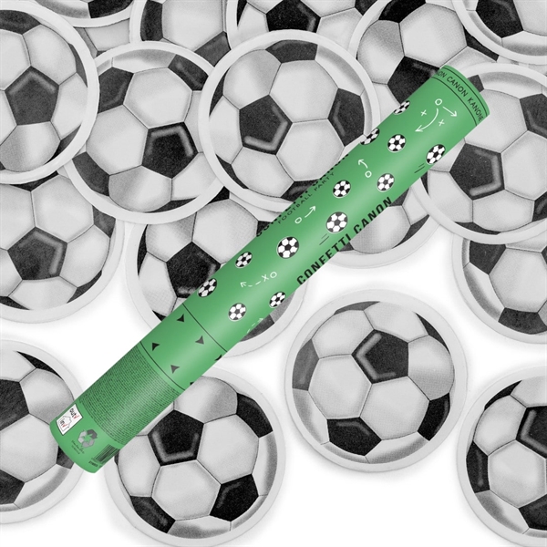 Konfettirør med fodbold konfetti 40 cm.