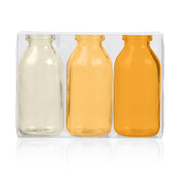 3-pak små glasvaser Orange/gul 10,5 cm.