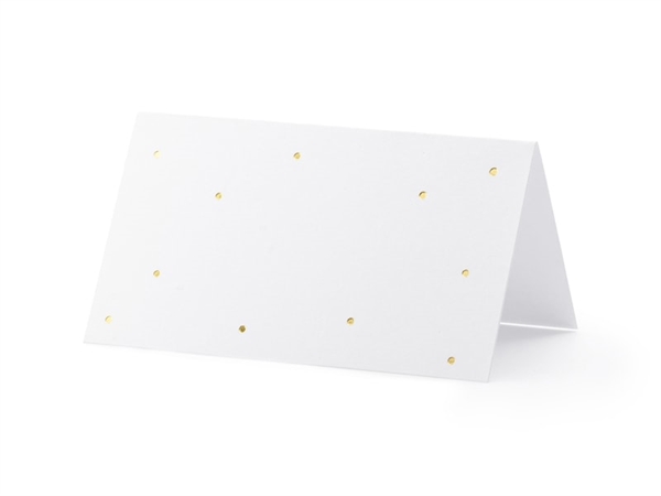 Bordkort hvid med metallic guld prikker 10 stk