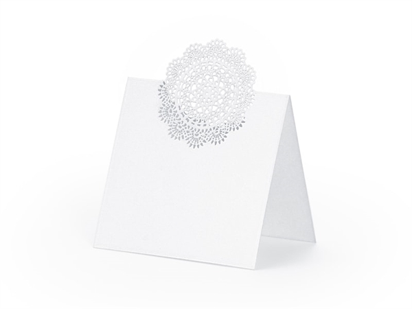 Bordkort Pearl White rosette ornament 10 stk