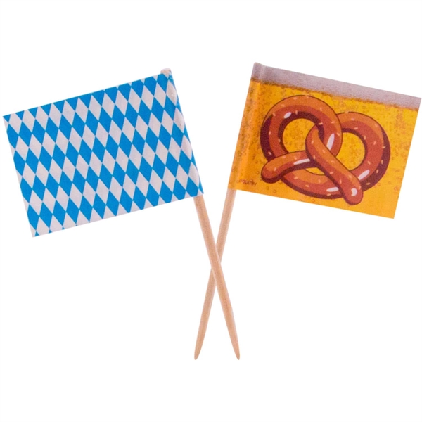 Kageflag/cocktailflag på træpind 50 stk Oktoberfest