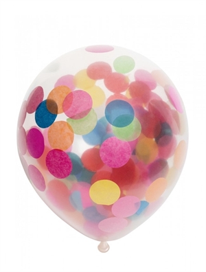 Konfetti Ballon  - Multicolor 30 cm. 6 stk.