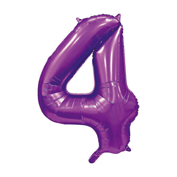 4 tal Mat Lilla folieballon 86 cm. 