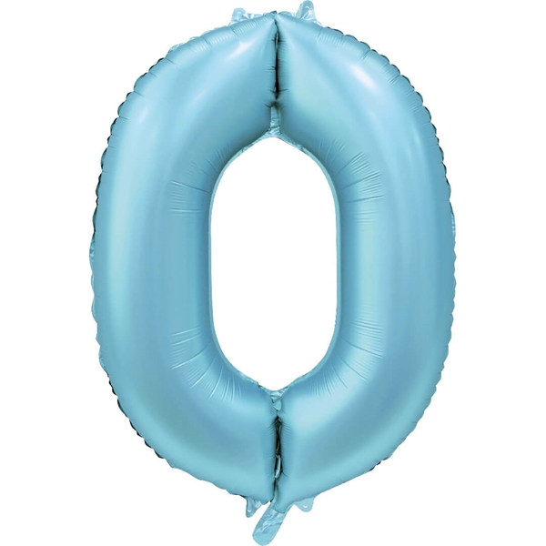 0 Tal Mat Lyseblå folieballon 86 cm. 