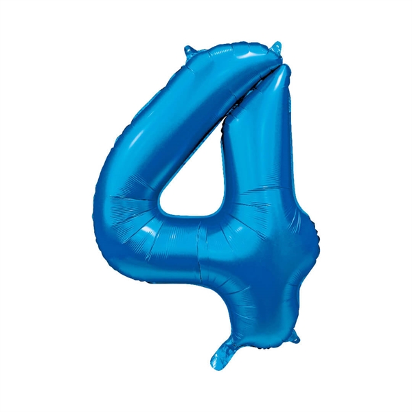 4 Tal Mat Mørkeblå folieballon 86 cm. 