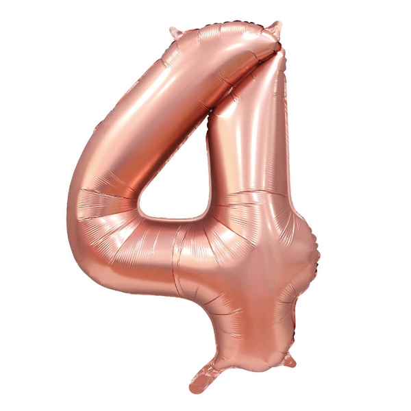 4 Tal Roseguld folieballon 86 cm. 