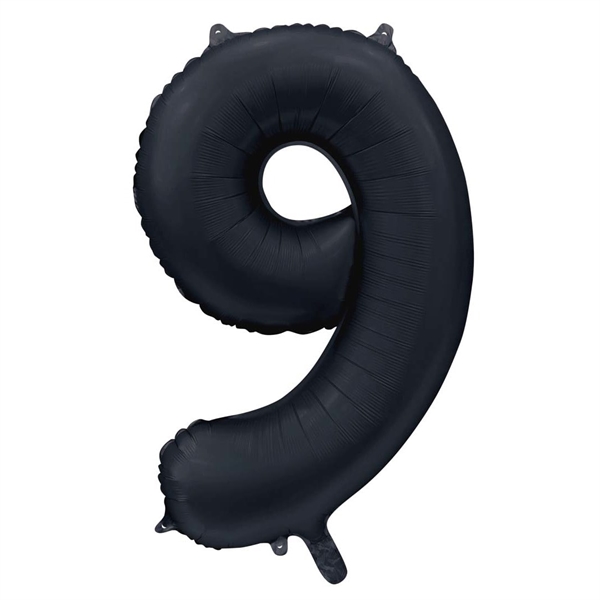 9 Tal Mat Sort folieballon 86 cm. 