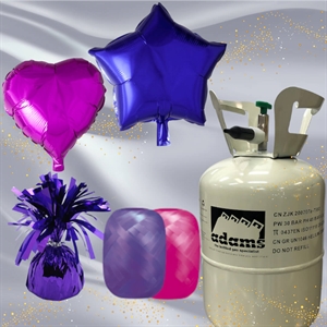 Ballonsæt med helium hjerte/stjerne Folieballoner 45 cm Lilla/Hot Pink