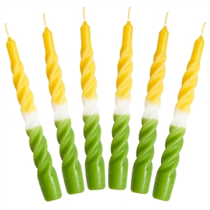 Grøn & honninggul Candles With A Twist 6 Stk. (Restsalg)