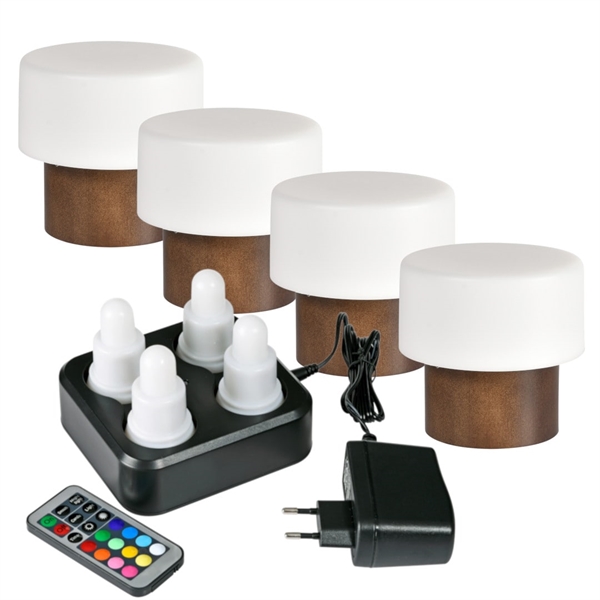 Duni 4 stk. LED lys Sampak Sister Bamboo Valnød