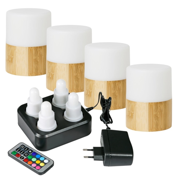 Duni 4 stk. LED lys Sampak Bright Bamboo
