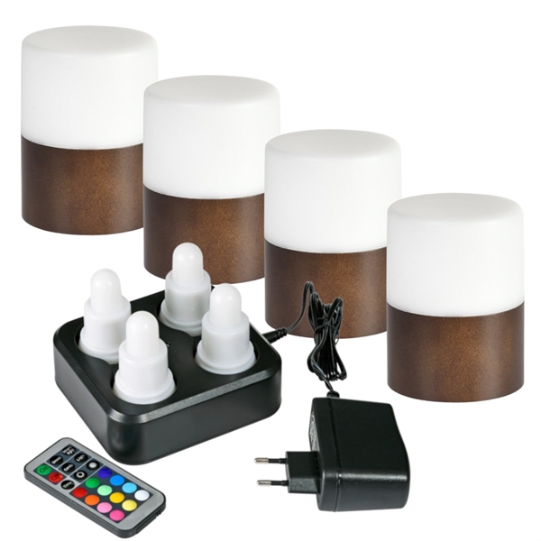 Duni 4 stk. LED lys Sampak Bright Bamboo Valnød
