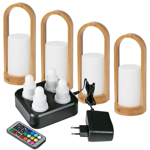 Duni 4 stk. LED lys Sampak Easy Bamboo
