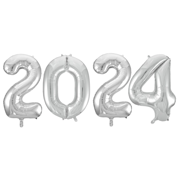Nytårsballonsæt - 2023- 86 cm. - Sølv 