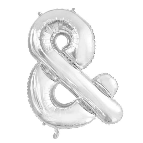 Tegn "&" Folieballon Sølv - 86 cm