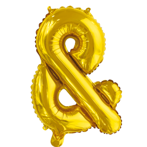 Tegn "&" Folieballon  Guld - 86 cm 
