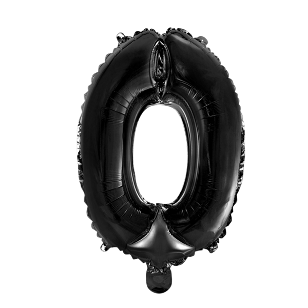 Folieballon  - Sort 40 cm. 1 stk. Nr. 0