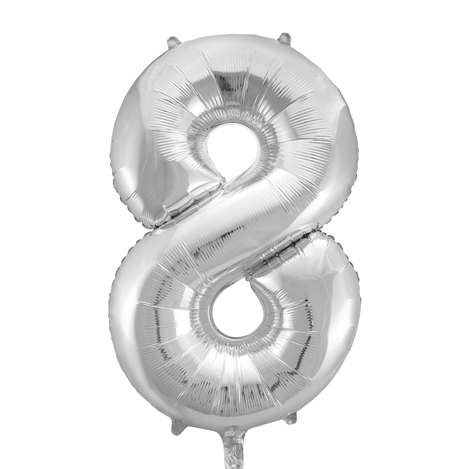 Folieballon  - Sølv 86 cm. 1 stk. Nr. 8