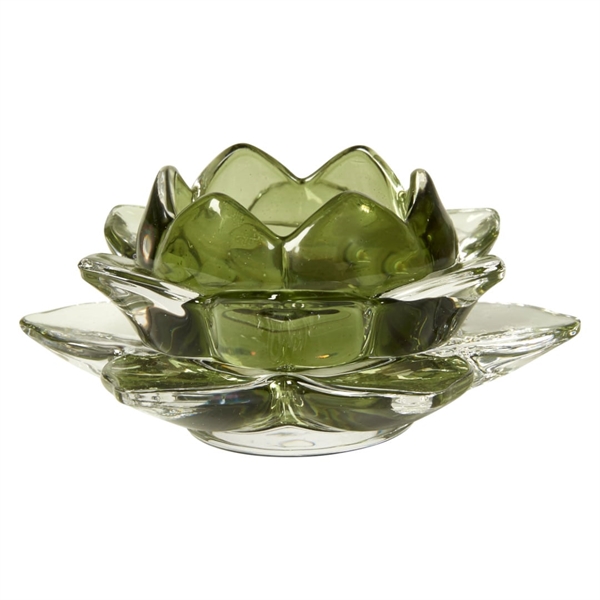 Fyrfadsstage Loe Lotus D12x6 cm glas grøn