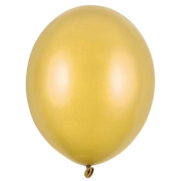 100 stk Guld metallic latex ballon 23 cm.