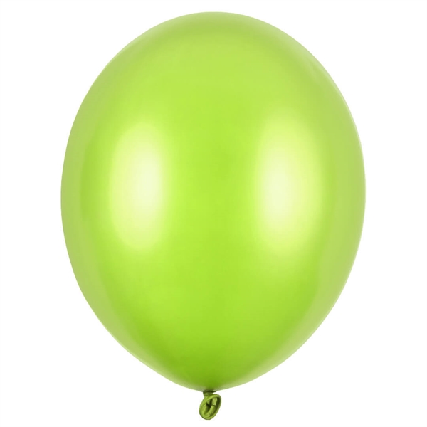 100 stk Lime Grøn metallic latex ballon 23 cm.