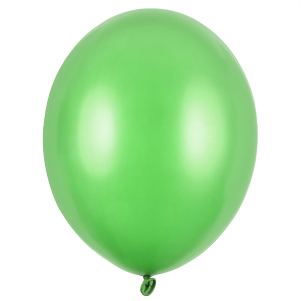 100 stk Lysegrøn metallic latex ballon 23 cm.