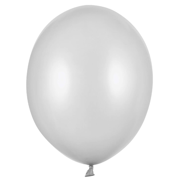 100 stk Silver Snow metallic latex ballon 23 cm.