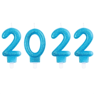 Festlys "2022" - Glitter - Blå