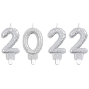 Festlys "2022" - Glitter - Sølv 