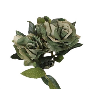 Lyskrans nr. 15 Roser med vanddråber flaskegrøn