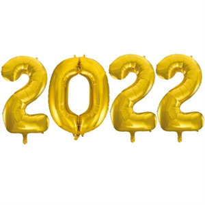 Nytårsballonsæt - 2022 - 40 cm. - Guld