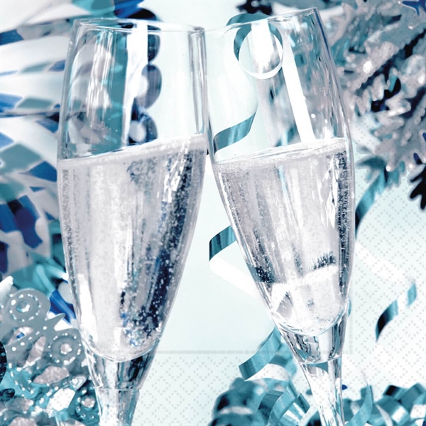 Nytårs servietter 33x33 cm. Champagneglas Diana