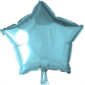 Lyseblå stjerneformet folieballon 45 cm.