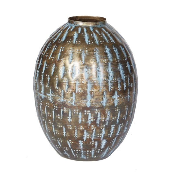 Metalvase D15x20 cm Antik guld/grå 