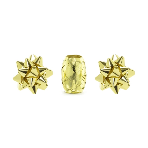 Blomster gaveindpakningssæt med bånd og Roser Metallic Guld