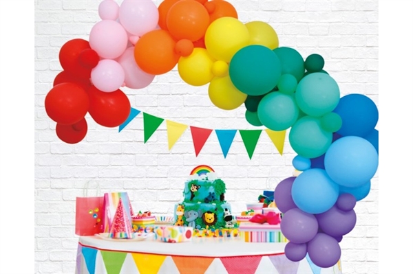 Ballonbue dekoration "Rainbow" 4 meter 70 balloner