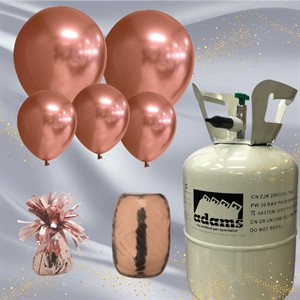 Ballonsæt komplet med helium Chrome/Mirror 12/30 cm Kobber