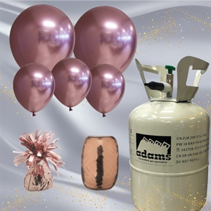 Ballonsæt komplet med helium Chrome/Mirror 12/30 cm Rose Guld