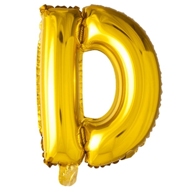 Bogstav D Guld folieballon 40 cm.
