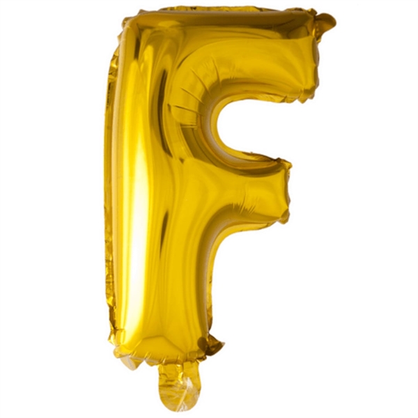 Bogstav F Guld folieballon 40 cm.