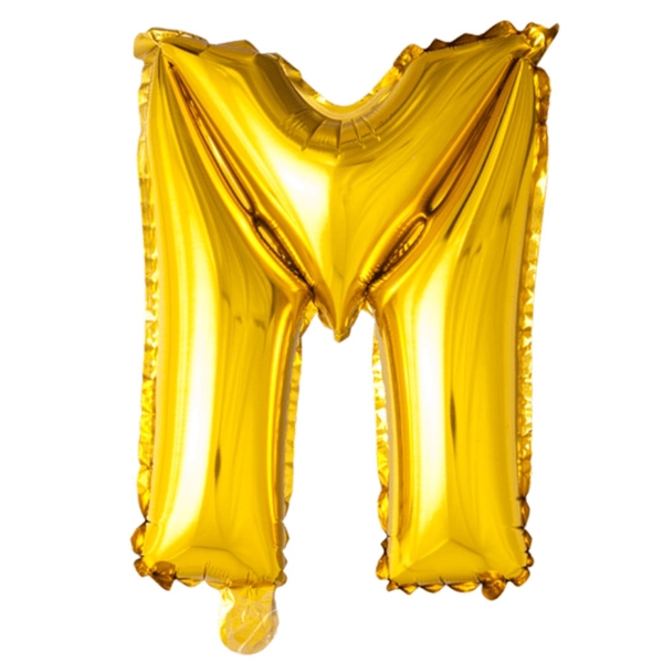 Bogstav M Guld folieballon 40 cm.