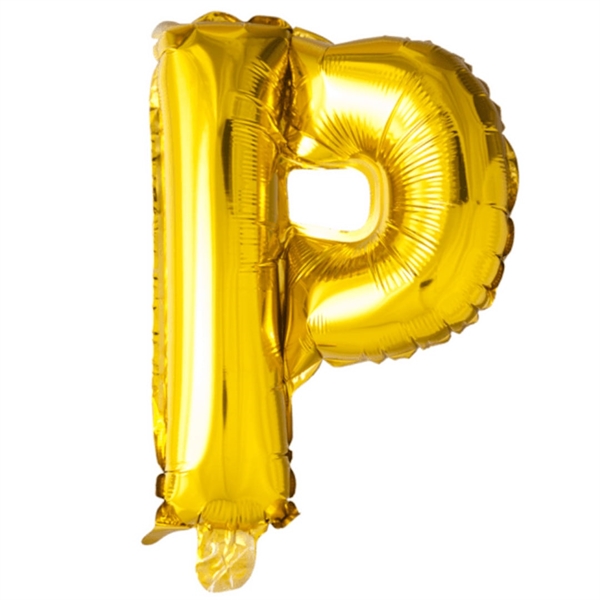 Bogstav P Guld folieballon 40 cm.