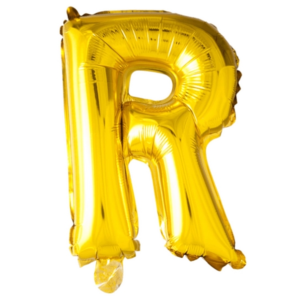 Bogstav R Guld folieballon 40 cm.