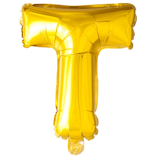 Bogstav T Guld folieballon 40 cm.