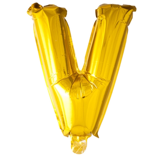 Bogstav V Guld folieballon 40 cm.