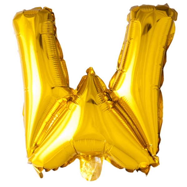 Bogstav W Guld folieballon 40 cm.