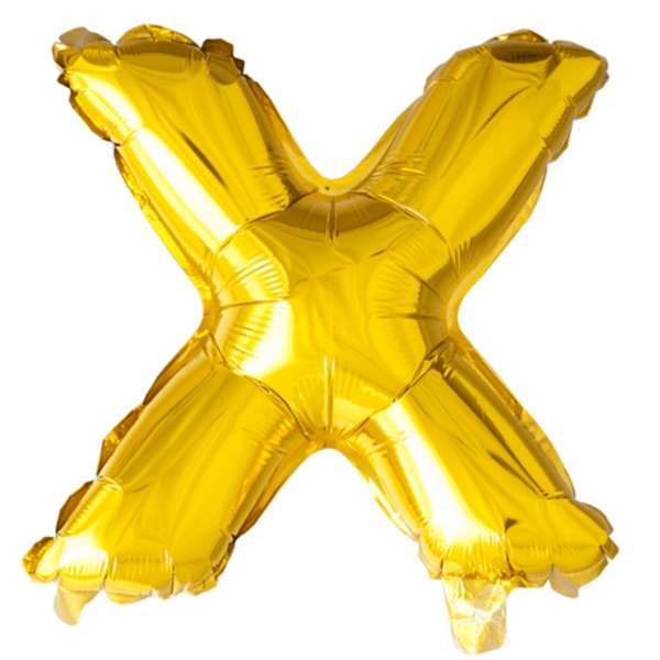 Bogstav X Guld folieballon 40 cm.