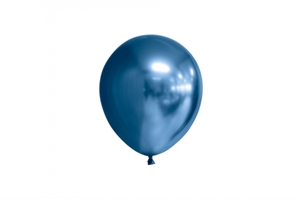 Latex Ballon Chrome Mirror Rund - Blå 12 cm.