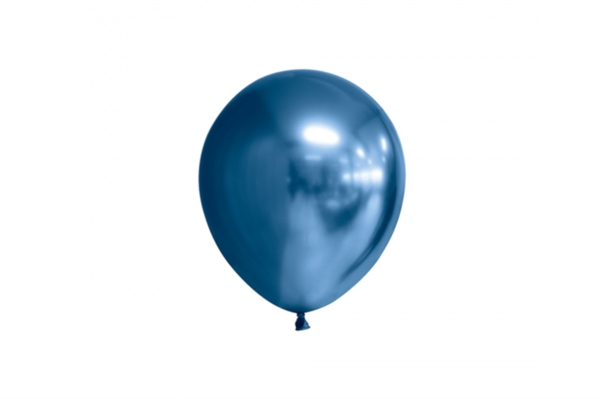 20 stk Latex Ballon Chrome Mirror Rund - Blå 12 cm. 